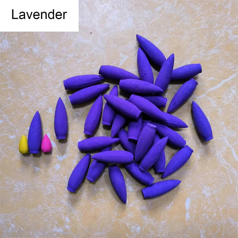 Oversized Backflow Incense Cones 100g, 6–6.5 cm (2.36–2.56 in), 30–35 Min Burn, Sandalwood Lavender Jasmine for Home