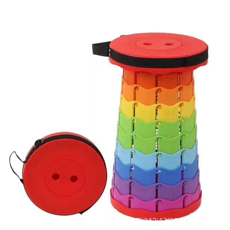 Portable Telescopic Folding Stool, Lightweight Plastic Camping & Fishing Seat, Queue Chair