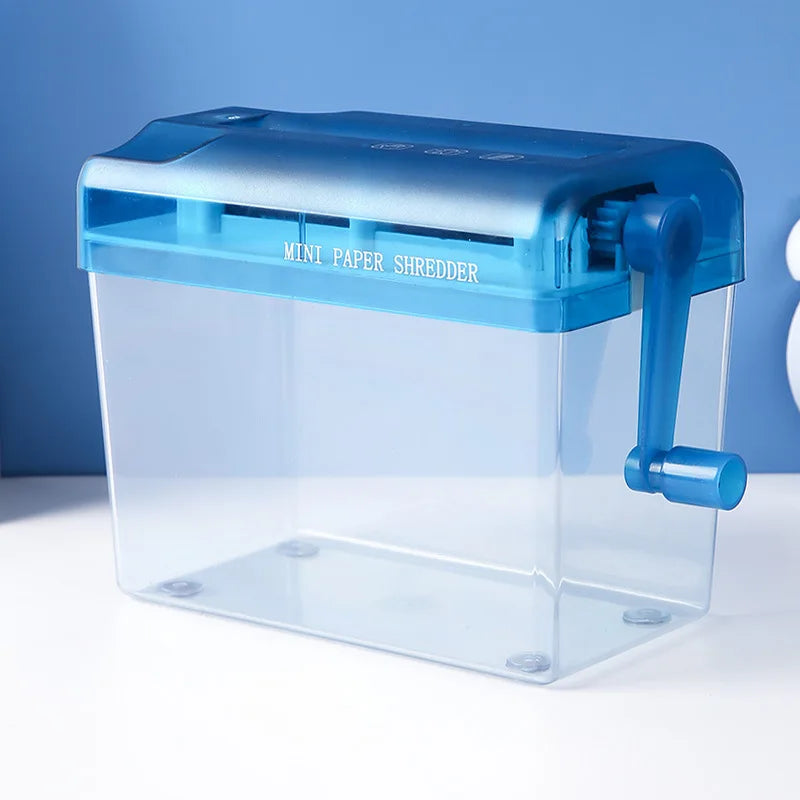 A6 Mini Manual Desktop Paper Shredder - Hand-Crank Office Document Shredder