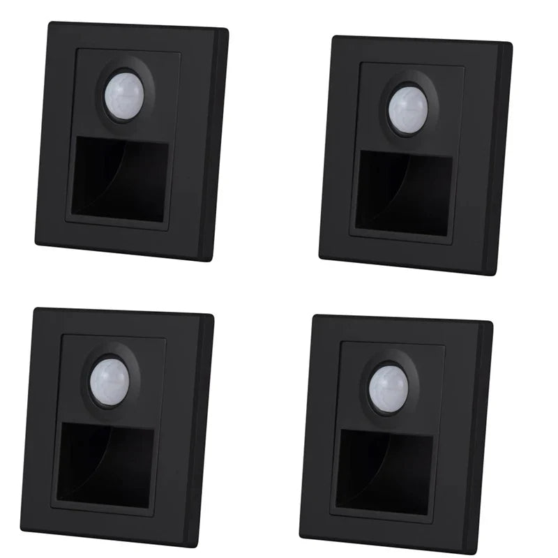 PIR Motion Sensor Recessed LED Night Light 86mm (3.4 in) AC 110-240V for Staircase Bedroom Hallway