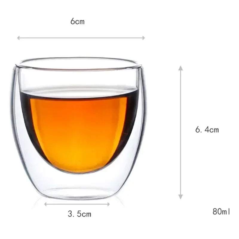 Double Wall Borosilicate Glass Tea Cups 80ml & 150ml, 2–18 Pc Clear Kung Fu Coffee & Milk Mugs