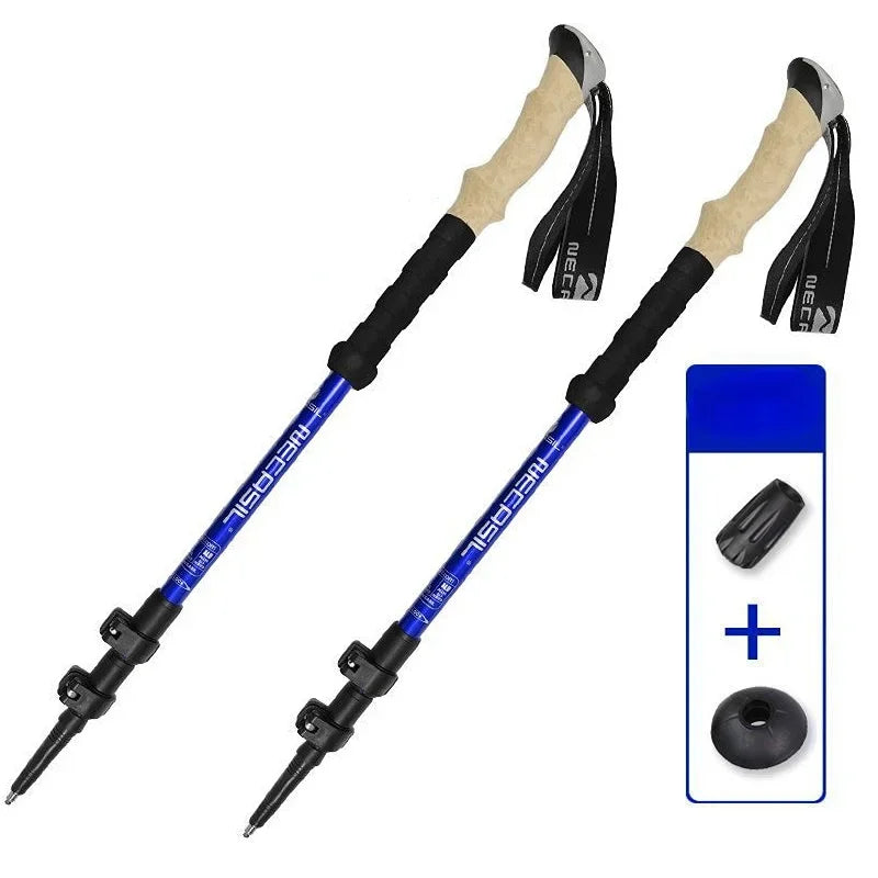 2-Pack Telescopic Trekking Poles 62–135 cm (24–53 in) Ultralight Aluminum Hiking Poles with Quick-Lock, Anti-Shock & Carbon Steel Tips