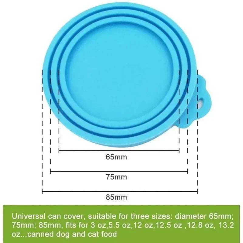 2-Piece Reusable Silicone Pet Can Lid & Spoon Set – Universal Fit (2.5/2.9/3.3 in | 6.35/7.37/8.38 cm) Airtight Seal for Dog & Cat Food
