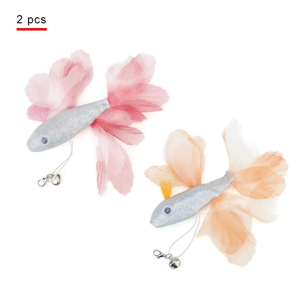 Colorful Fish Cat Teaser Wand - Interactive Goldfish-Shaped Play Toy for Cats