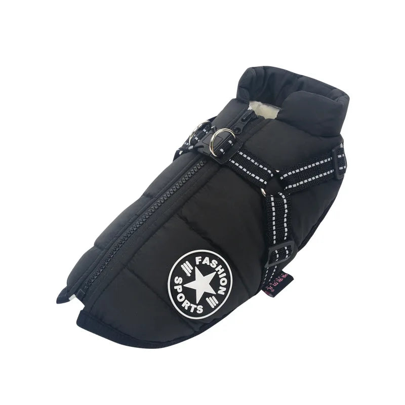 Waterproof Winter Dog Jacket with Built-In Harness, Fleece-Lined & Reflective – Warm Coat for Small to Large Breeds