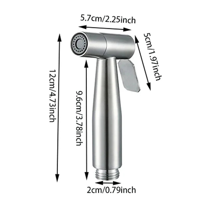 Stainless Steel Portable Toilet Spray Gun - Handheld Bidet Sprayer for Bathroom & Outdoor Cleaning