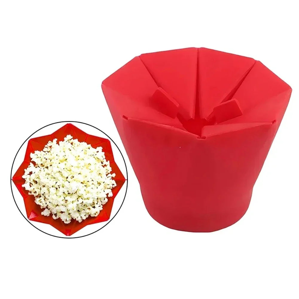 Foldable Silicone Microwave Popcorn Bowl – Heat-Resistant, Dishwasher Safe DIY Popcorn Maker