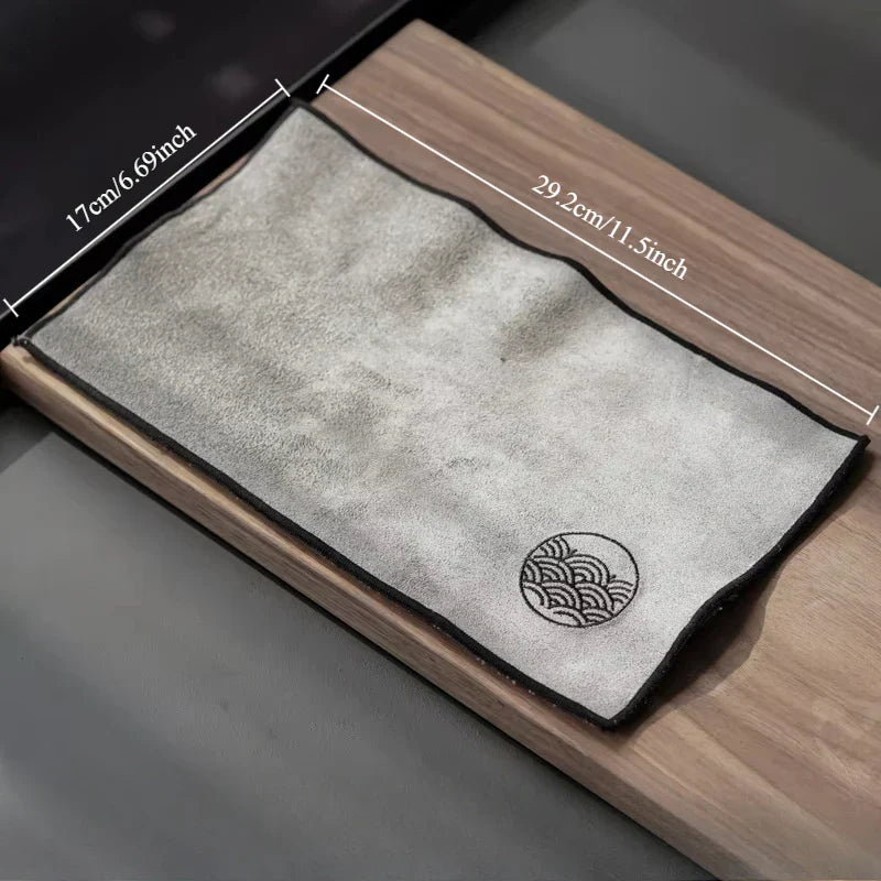 Water-Absorbent Tea Towel Thick Cotton-Linen Tea Cloth Pad 11.5 x 6.7 in (29.2 x 17 cm) Zen Tea Table Mat