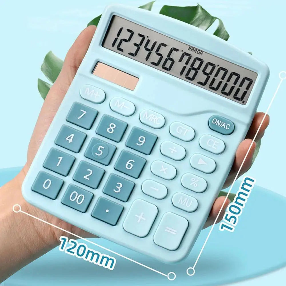 12-Digit Large LCD Dual-Power Desktop Calculator — Solar + AA Backup, Standard & Financial Functions
