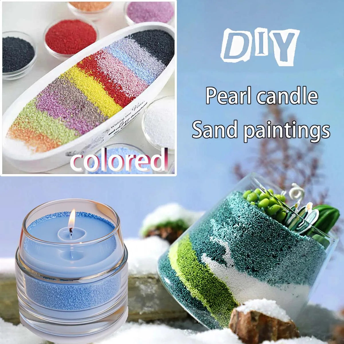 250g (8.8 oz) 11-Color Sand Wax Pearls for DIY Scented Candle Making & Sand Painting