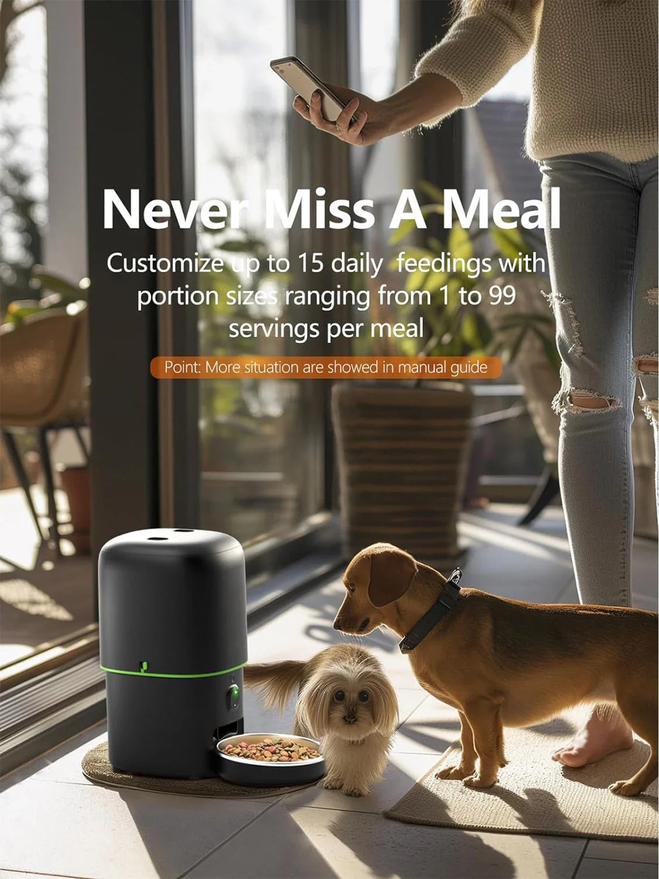 Smart Pet Feeder with 1080P Camera — Dual-Band WiFi (2.4/5GHz) App-Controlled Automatic Cat & Dog Kibble Dispenser, Voice Call & Portion Control