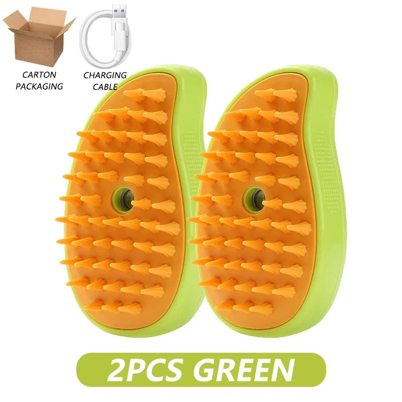 3-in-1 Pet Steamy Brush – Electric Spray Groomer, Silicone Massage & Hair Remover for Cats & Dogs