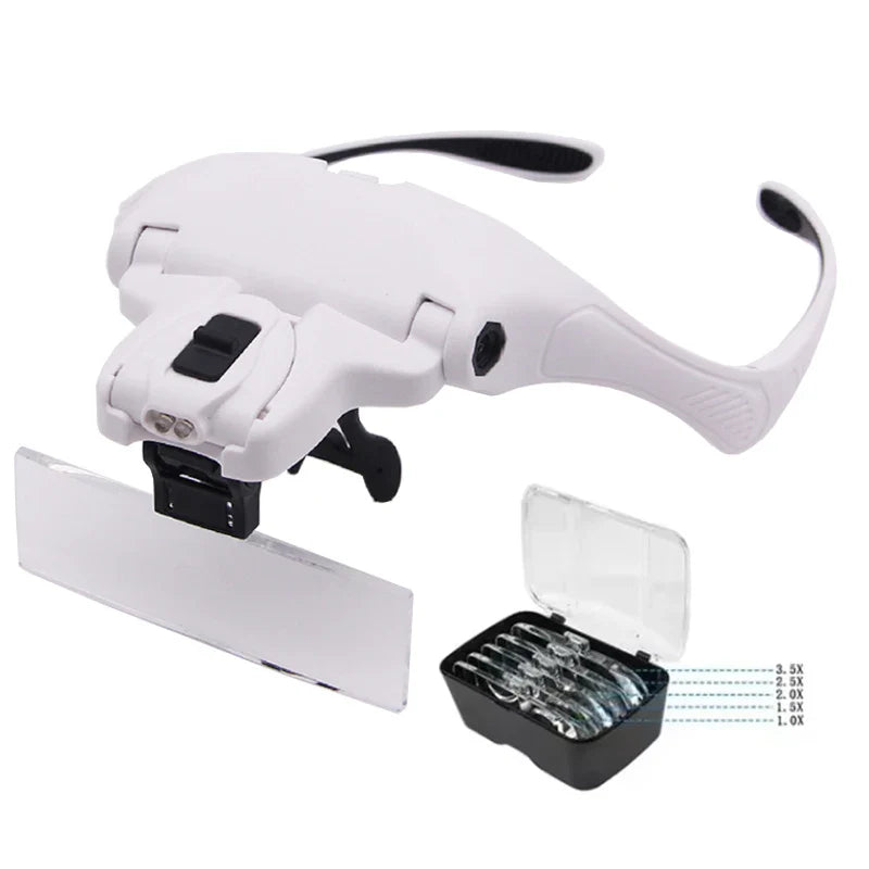 LED Headband Magnifier with 5 Interchangeable Lenses – Jeweler & Watch Repair Loupe