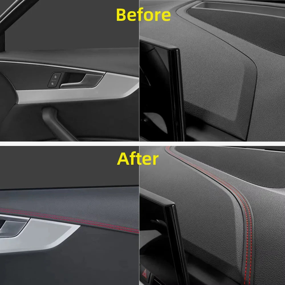 PU Leather Car Trim Braid — Self-Adhesive Decorative Strip for Dashboard & Door, Universal Interior Moulding