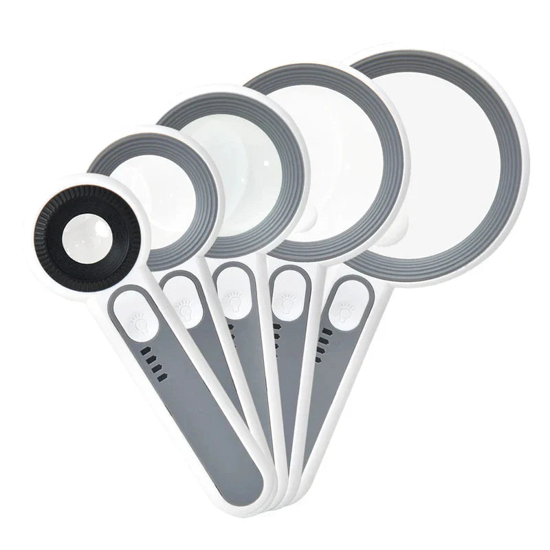 Rechargeable LED Handheld Magnifier 3 Lighting Modes Illuminated Magnifying Glass for Seniors Reading and Repair