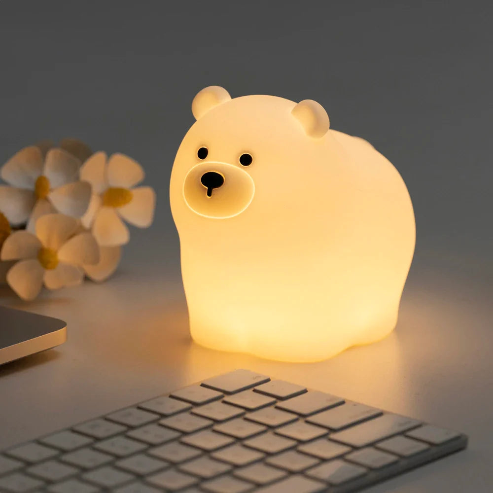 Cute Panda & Lion Silicone LED Night Light – USB Rechargeable Bedside Timer Lamp for Kids & Babies, Perfect Birthday Gift
