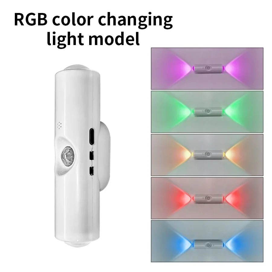 LED Motion Sensor RGB Night Light Rechargeable USB-C Magnetic Wall Lamp Color-Changing Sunset Mood Light for Bedroom & Living Room