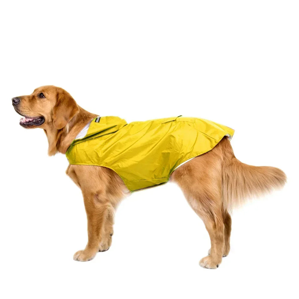 Waterproof Dog Raincoat Hoodie with Reflective Stripe, Leash Hole & Storage Pocket Sizes S-6XL