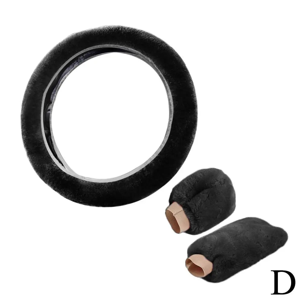 Plush Faux Fur Steering Wheel Cover Universal 37-38 cm (14.6-15 in) Soft Warm Anti-Slip Car Interior