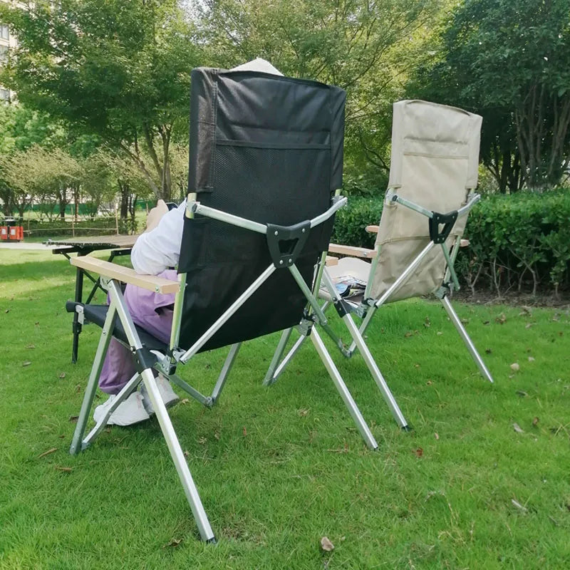 5-Position Angle Adjustable Aluminum Alloy Folding Camping Chair Portable Reclining Outdoor Lounge