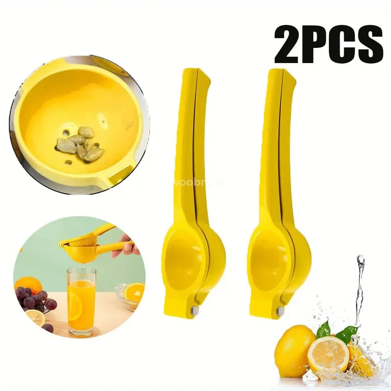Aluminum Lemon Squeezer Manual Citrus Juicer Handheld Lemon Press – Portable Yellow