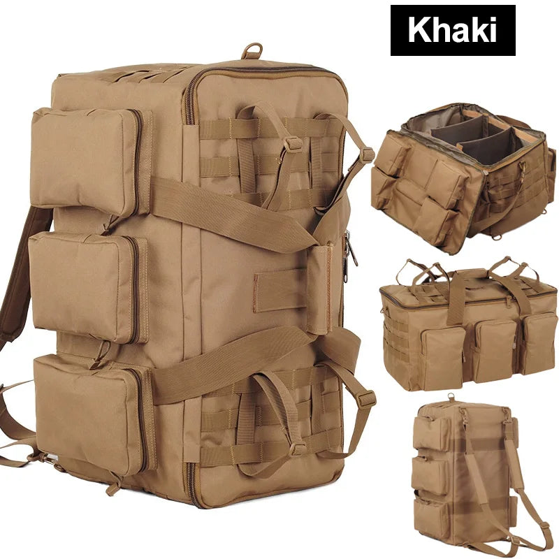 55L Tactical Duffel Backpack – Convertible Weekend Travel, Gym & Camping Bag with MOLLE Webbing