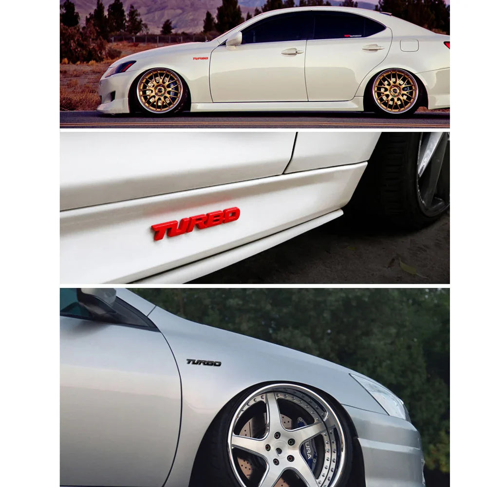 3D Turbo Boost Emblem Badge Car Sticker Chrome Zinc Alloy 9.7 x 1.1 cm (3.82 x 0.43 in)