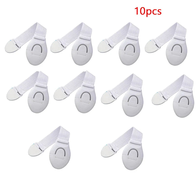 10/20-Pack Baby Safety Drawer and Cabinet Locks - Adjustable Webbing Strap Childproof Latches