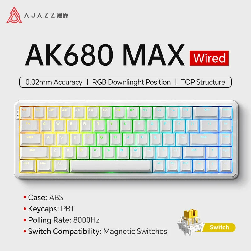 68-Key Hot-Swappable Mechanical Bluetooth & USB Compact Gaming Keyboard with RGB Backlight