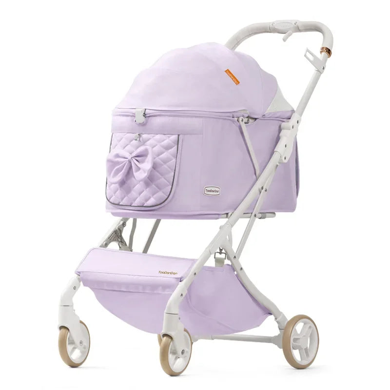 Lightweight Foldable Pet Stroller for Small & Medium Dogs and Cats – Breathable Aluminum Travel Carrier with One-Hand Fold