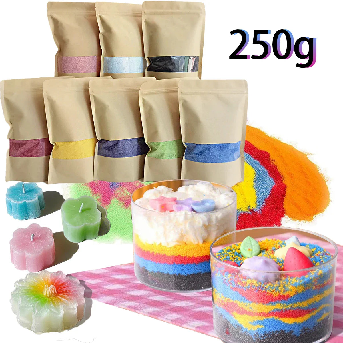 250g (8.8 oz) 11-Color Sand Wax Pearls for DIY Scented Candle Making & Sand Painting