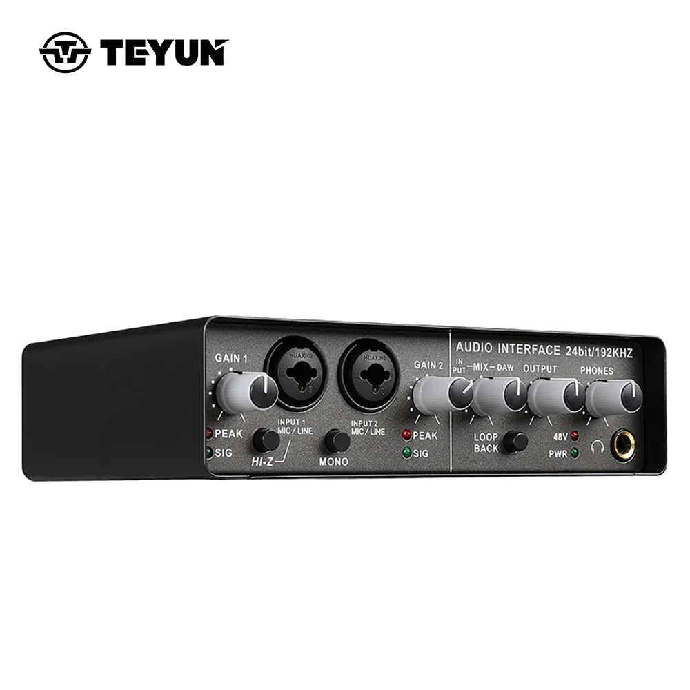 Professional USB Audio Interface Mixer — Live Preamplifier Sound Card for Studio Recording, Channel Monitoring, Guitar & Vocals
