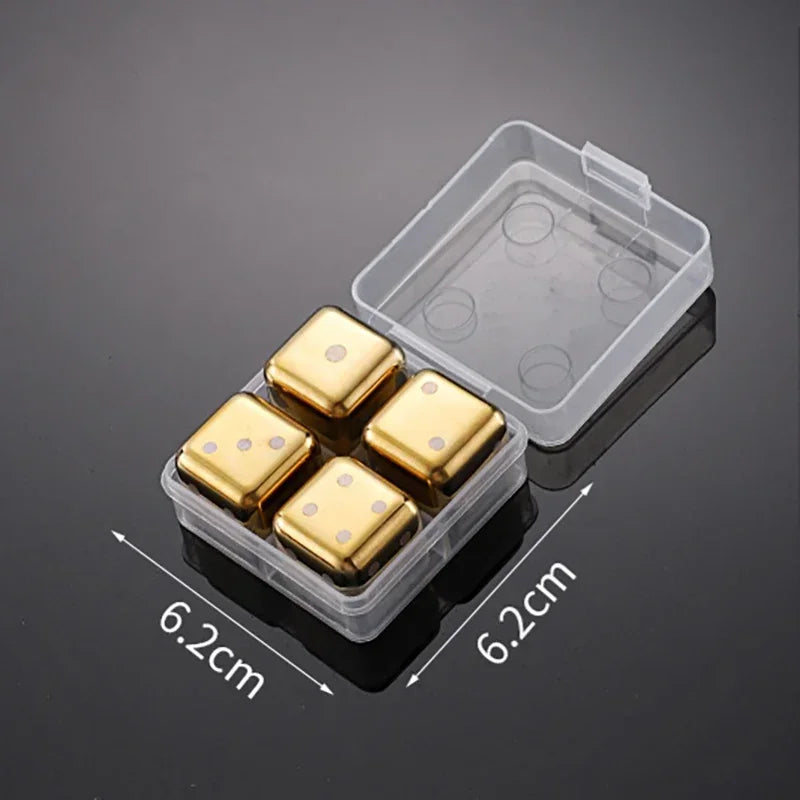 Stainless Steel Reusable Whiskey Stones - Quick-Freeze Ice Cubes with Storage Tray for Whiskey Wine Beer