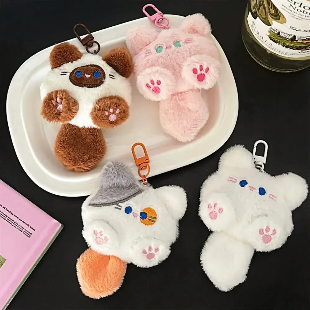 Plush Cat Keychain - Cute Kitten Bag Charm for Backpacks, Purses & Car Mirror