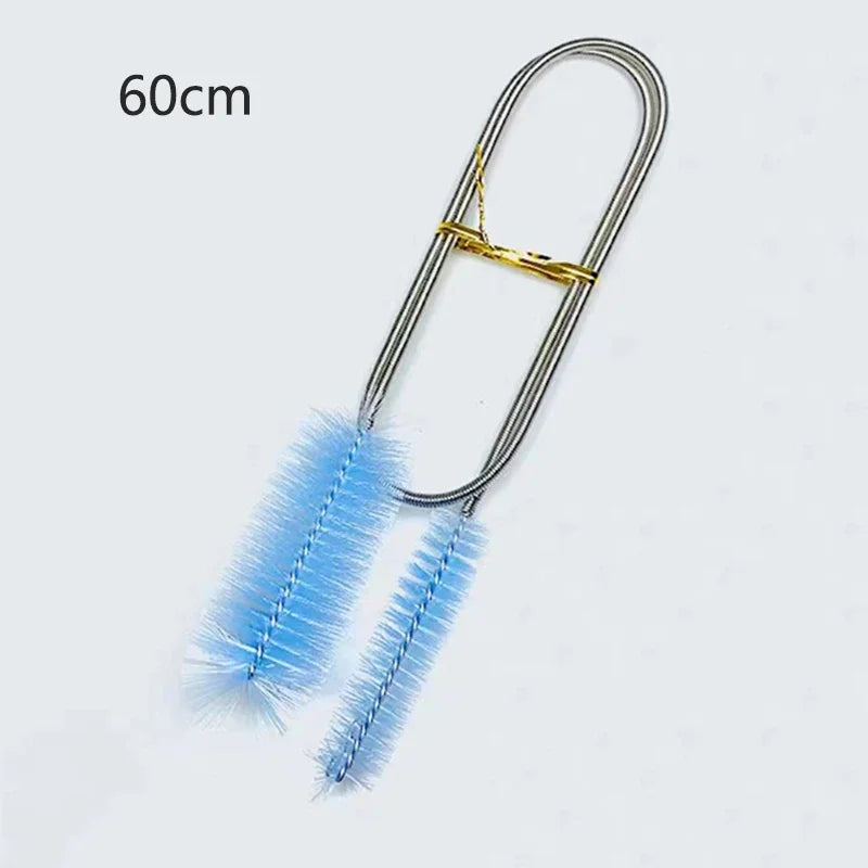 Aquarium Tube Cleaning Brush - Flexible Double-Ended Fish Tank Pipe Cleaner, Stainless Steel Handle with Nylon Bristles, Lengths 12/24/35/61/79 in (30/60/90/155/200 cm)