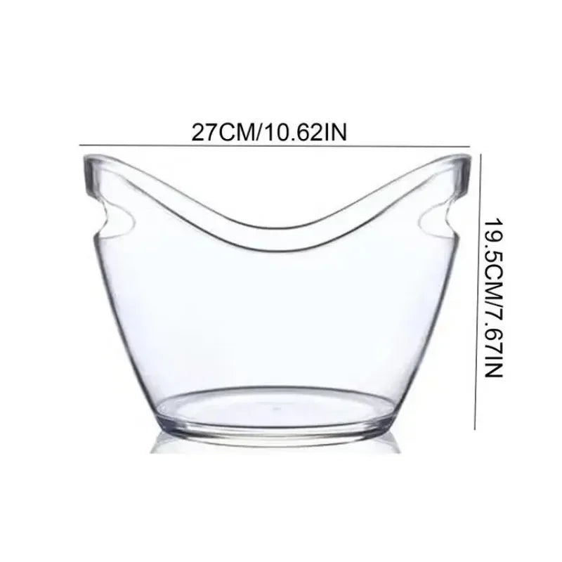 4L (4.23 qt) Clear Ice Bucket with Handle – Large Champagne & Wine Chiller for Bar & Parties