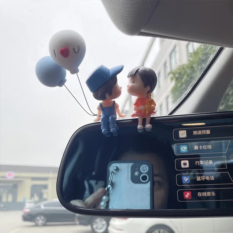 Cute Cartoon Couple Car Dashboard Figurines - Romantic Balloon Ornament Car Interior Gift