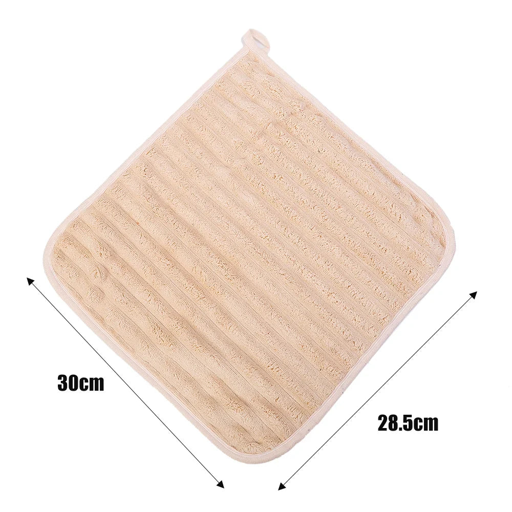 Coral Fleece Hand Towel - Ultra Absorbent Microfiber Kitchen Cloth, Hangable & Durable, 28.5 x 30 cm (11.2 x 11.8 in), 1/2/3/5-Pack