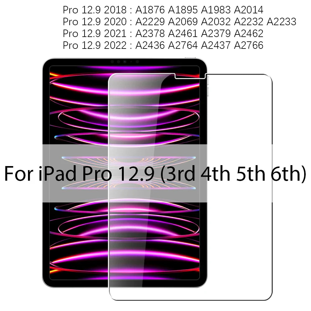 Tempered Glass Screen Protector for iPad — 1-Pack Compatible with 12.9 in (32.8 cm), 11 in (28.0 cm), 10.9 in (27.7 cm), 9.7 in (24.6 cm) — HD, Anti-Fingerprint, Oleophobic, Explosion-Proof