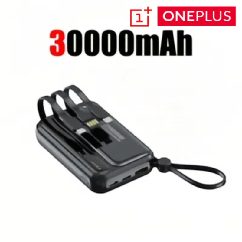 Mini Magnetic 10,000mAh Power Bank, Fast Charging Portable Charger with Built-In Cables, LED Display & Lanyard