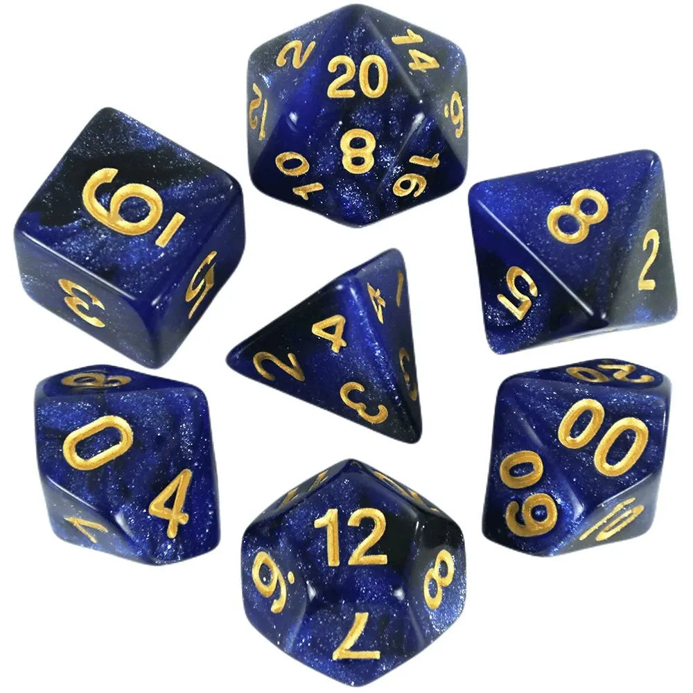 7-Piece Galaxy Polyhedral Dice Set for DnD & RPGs – Colorful Universe Effect (D4-D20)