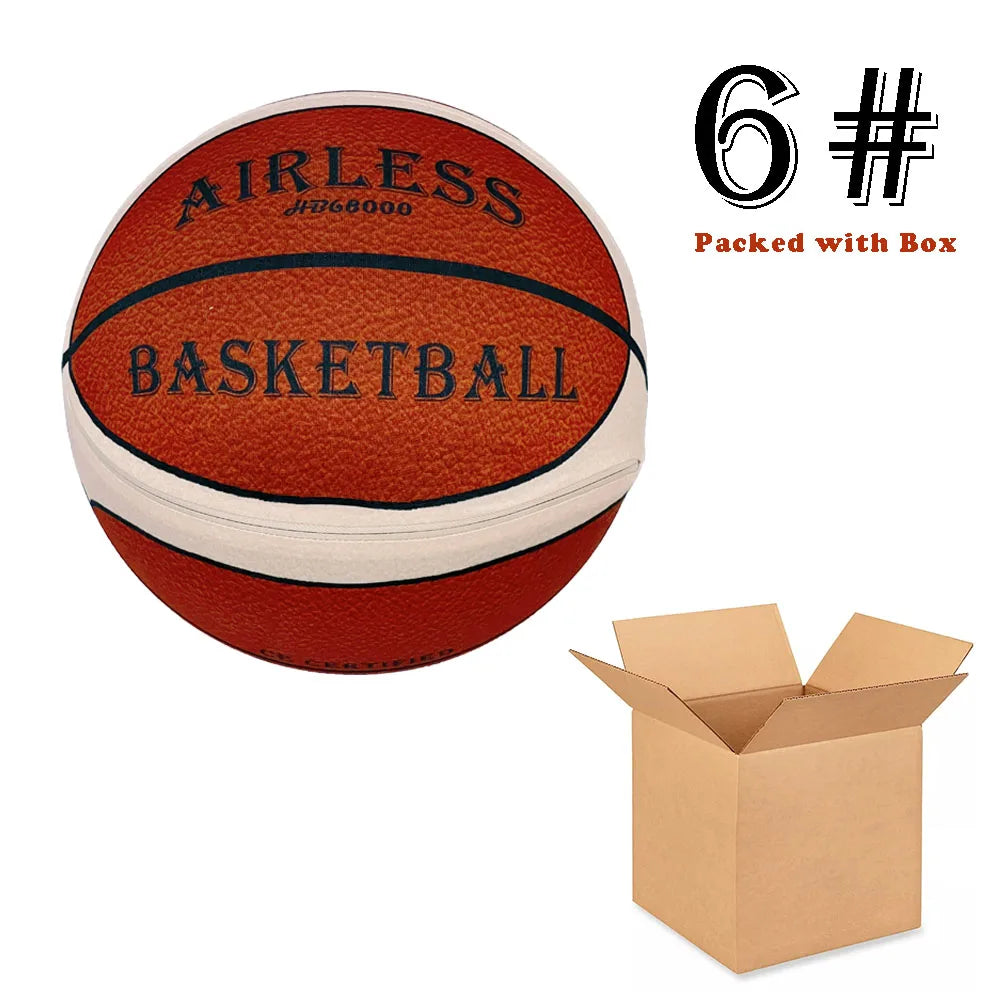 Silent Indoor Basketball — Quiet PU Foam Ball with Fabric Cover | Size 7 (29.5 in / 75 cm), Size 6 (28.9 in / 73.4 cm), Size 5 (27.9 in / 70.9 cm) for Training & Home Practice