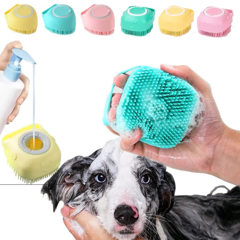 Silicone Pet Bath Massage Brush Glove for Dogs & Cats - Soft Grooming & Bathing Tool