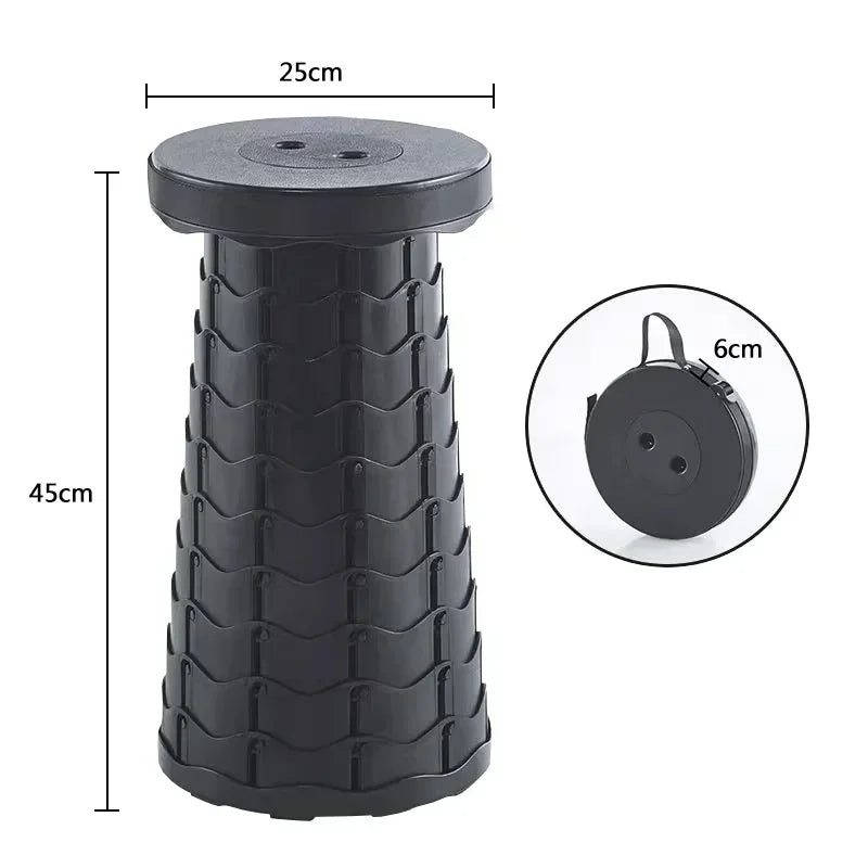 Portable Folding Telescopic Stool – Lightweight Collapsible Plastic Camping & Fishing Chair with Carry Handle, Supports up to 500 lb (≈227 kg)