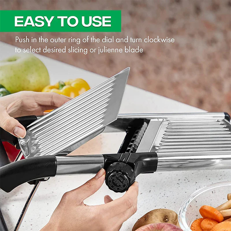 Adjustable Stainless Steel Mandoline Slicer Vegetable & Fruit Cutter for Potato, Tomato, Onion, Carrot