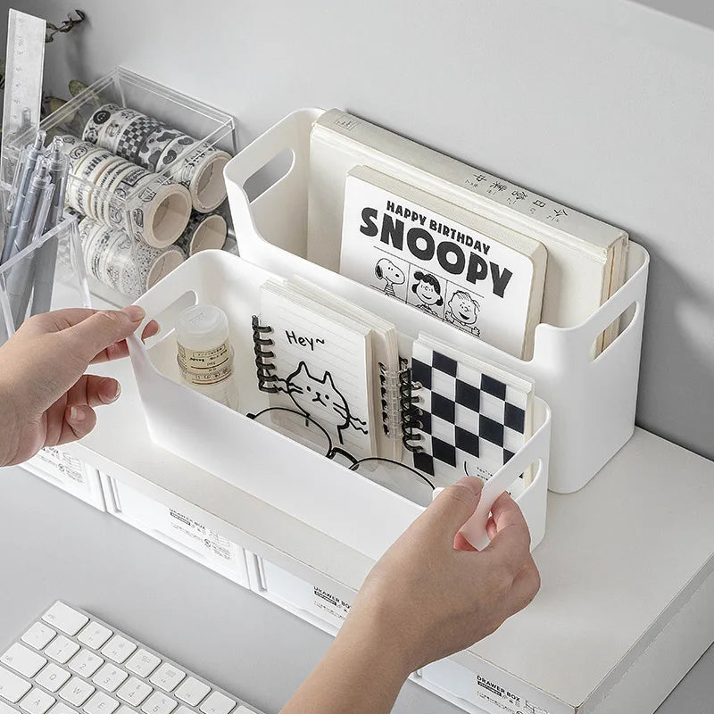 Handle Storage Basket - Durable PP Plastic Organizer with Handle for Home Bathroom Closet