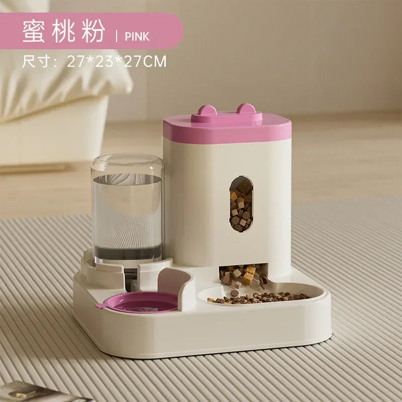 Automatic Non-Electric Pet Feeder with Water Fountain, Gravity-Fed Large-Capacity Dog & Cat Food Dispenser