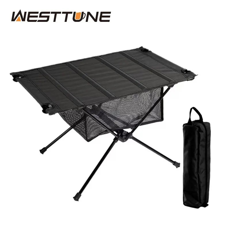 Lightweight Roll-Up Camping Table 1680D Oxford Top Aluminum Alloy Foldable Portable Picnic Table 23.6 x 15.7 x 15.5 in (60 x 40 x 39.5 cm)