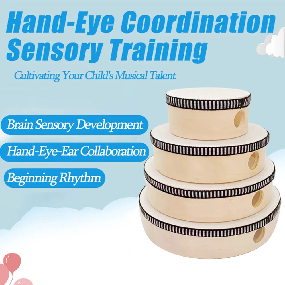 Wooden Hand Drum Tambourine for Kids – Handheld Percussion Toy, Wood Frame (4/6/8/10 in | 10–25 cm)