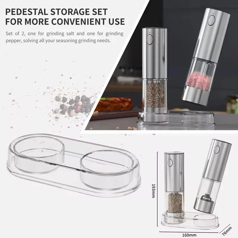 Automatic Electric Pepper & Salt Grinder – USB Rechargeable, Adjustable Coarseness, Ceramic Mill (Single or 2-Pack)